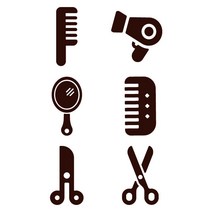 오피스왕국 헤어샵 가위 빗 거울 드라이기 그래픽 스티커 미용실 hair1, 코코아브라운