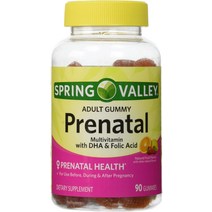 Spring Valley 성인 구미 산전 종합비타민DHA 및 엽산 포함 2팩 총 180개, [01] 90개1팩