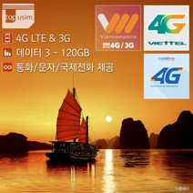 베트남유심 비엣텔 모비폰 베트남모바일 4G LTE & 3G, Vinaphone (윈텔) 5일 데이터 무제한 + 택배, 1개