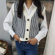 상상그이상 여성용 빗살 니트조끼 부드러운 필수 블라우스 코디세트 오픈형 베스트 사이즈 좋은 보풀없는 가성비 좋은 브이넥 레이어드 편하게 입을 수 있는 조끼세트