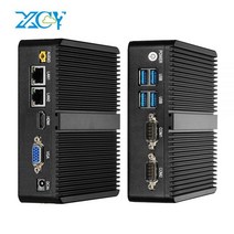 XCY-팬리스 미니 PC 인텔 셀러론 J4125 듀얼 기가비트 이더넷 2x RS232 HDMI VGA 4xUSB WiFi 윈도우즈 10 리눅스 산업용 컴퓨터, No RAM No SSD, Celeron N2830 DDR3L