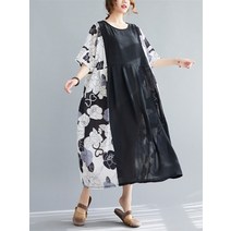 여성 oversized print patchwork dress woman 원피스 285