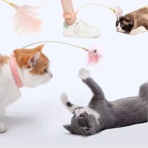 고양이 마약 월척 깃털 낚시대 장난감, 1개