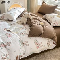 핫 로브 코튼 4종 세트 캐릭터 싱글 더블 침대 싱글 피부 친화적인 면 이불 세트 기숙사 3종 세트 침구