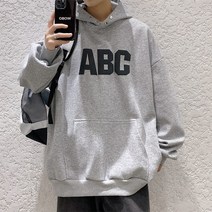 오버클래쓰 남자 후드 티셔츠 면 레터링 기본 티 긴팔 루즈핏