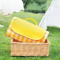 캠핑매트 피크닉매트 차박매트 피크닉돗자리 피크닉 캠핑 방수 체크무늬 손잡이 매트 돗자리 150*200 KK546, 돗자리_옐로우