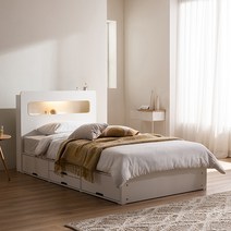 [삼익가구]레이즈 LED 4단 수납 침대 슈퍼싱글 퀸 SS Q, 화이트