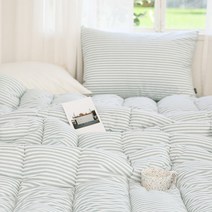 [파르페 바이 알레르망] 크루 워싱면 차렵이불세트 (리프그린) S/SS, S(SS)_차렵이불세트