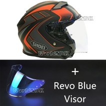 쇼에이 헬멧 풀페이스 반모 오픈 페이스 J-CRUISE II AGLERO TC-1 제트 오토바이 승마 모토 크로스 레이싱, L, Revo blue visor