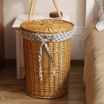 라탄바구니 라탄보관함 잡화 수납 피브릭 빨래바구니, AM_특대지름 42 외부높이 50 cm