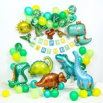 [피앤비유니티]공룡 생일 알록 달록 고깔 플라워 티라노 귀욤 티라노 쥬라기 공룡 파티 생일풍선 세트 모음, 06)10종 쥬라기 공룡 파티