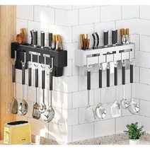 부착형 주방 싱크대 칼꽂이 스테인레스 벽부착 미드웨이 물빠짐 칼보관함, 실버 30cm