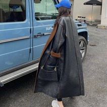 당일배송 오버핏 벨티드 덤블퍼 롱코트 비비드 9컬러 스웨이드 블랙레더 양면 44 77 빅사이즈 여성 겨울 루즈핏 양털가죽자켓