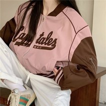 여자 야구복 레터링 걸리쉬 집업 점퍼
