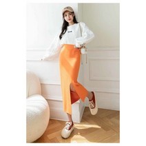 겨울 모직 치마 비비드 컬러 사이드 슬릿 니트 롱 스커트 7컬러