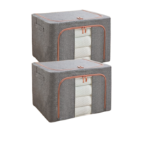 일라오 대용량 패브릭 와이어 폴딩 리빙박스 특대형 100L 2개, 그레이 2개입