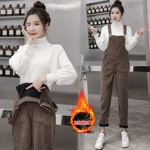 따듯한 출근룩 만삭 임산부멜빵바지 중기 슬림 청바지 골지 와이드 모던 임부복