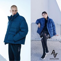 아키클래식 남녀 구스 숏패딩. 칩멍크 베이직 공용 구스다운 점퍼 다크네이비외 컬러 택