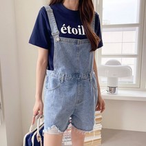 리엘라 시도린 데미지 멜빵 데님 반바지