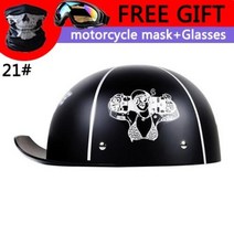 반모헬멧 바이크 오픈페이스 헬멧 모터 레트로 오토바이 스쿠터 빈티지 하프 페이스 바이커 카스코 야구 모자 야마하 가와사키 혼다 스즈키, 21+L
