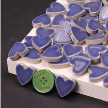 유리공예 스테인드글라스 24 Pieces Heart-shaped Cordate Ceramic Porelain Mosaic Tiles Loose DIY Hobbi, 10 Deep Blue