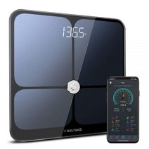 Innotech 스마트 블루투스 체지방 체중계 디지털 욕실 체성분 BMI 분석기 및 건강 모니터 무료 앱 포함 Fitbit Apple Health Google Fit과 호환 미국직, 블랙.