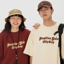 시티 보이 레터링 반팔 라운드 티셔츠 프린트