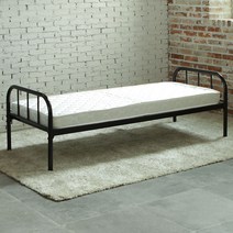 무인도 철제 1층침대 매트포함 기숙사침대, 블랙프레임+쟈가드 마블매트