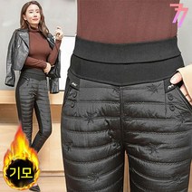 77우먼스 여성 기모 눈송이 팬츠 패딩 레깅스 하의 빅사이즈 스판 신축성 [리현]