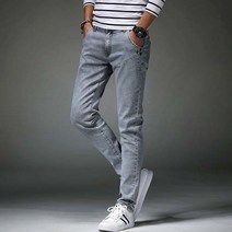 우일신 그리드 남자 그레이진 데님 청바지