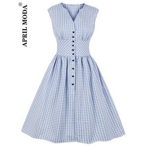 오드리햅번 원피스 French vintage plaid dress women retro