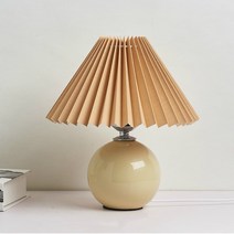 자개소반 어빈티지 세라믹 테이블 램프 주름 접이식 책상 거실 스탠드 조명 침실 옆에 홈, 02 Beige and Coffee