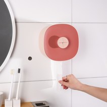 모던 방수휴지걸이 두루마리 화장실 욕실 무타공 화장지 휴지걸이, 핑크