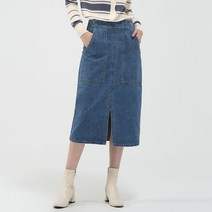 퀸이즈 앞트임 베이직 청 스커트