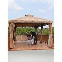 방갈로 노브랜드 텐트 야외 쉼터 이동식 차양막, 초가정 2.5x2.5미터 (커튼 없음)