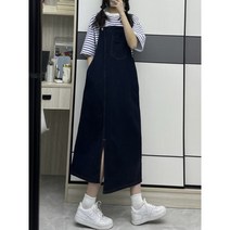 멜빵 나시 오버롤 롱원피스 뷔스티에 멜빵치마 레이어드 청 데님 원피스 루즈핏 데이트룩