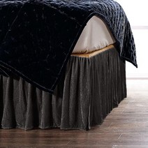 HiEnd Accents 스텔라 인조 실크 벨벳 베드 스커트 스톤 슈퍼 킹 사이즈 로맨틱 모던 웨스턴 전통 스타일 침구, Slate