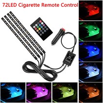 네온사인간판 붙이는 LED 라인 조명 4In1 RGB 자동차 인테리어 앰비언트 풋 라이트 백라이트 USB 앱 음악 무선 제어 자동 분위기 데코레이션 램프차량 무드, 10 72LED Cigar Remote