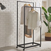 1단 2단 국내제작 이케아 이동식 고급 철제 행거 바퀴형 원룸 드레스룸 튼튼한 스틸옷걸이, N1163, 화이트