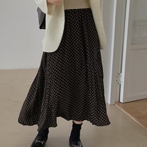 타니즈 카젠 밴딩 체크 여성 롱 스커트