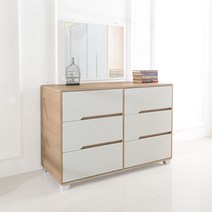 [5천원★즉시할인]장인가구 하임 1200 3단 와이드 서랍장, 화이트, 6개