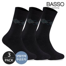 바쏘 남성 아가일 캐주얼 신사 방한 양말 3P_BK