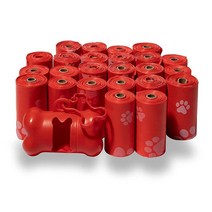Best Pet Supplies 강아지 배변 봉투 찢어짐 방지 쓰레기 봉투 리필 d2w 수명 제어 플라스틱 기술, 15 Count (Pack of 24)_Red