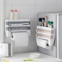 오즈리빙 다기능 랩핑기 호일 랩 컷팅기 키친타올 주방 다용도 수납 걸이 거치대 홀더, 다기능랩핑기 베이지