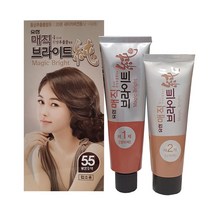 유한양행 매직 브라이트 순 대용량(염색제120g+산화제120g) 새치커버전용 업소용, 55.밝은 갈색