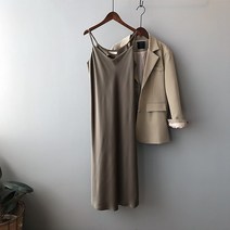 2022 뉴타입 새틴 끈원피스여성 롱타입 V넥칼라 롱스커트