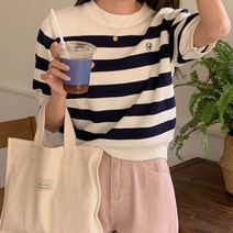 코코블랑 / 토니 단가라 자수 반팔 니트