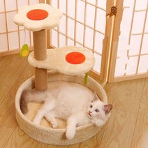 기둥형 원목 캣타워 스크래쳐 캣타워 고양이장난감, C
