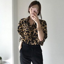 활용도 높은 레오파드 호피 블라우스 루즈하고 긴팔 셔츠