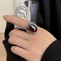 빈티지반지 foxanry 925 스탬프 red zircon ring for women 유행 우아한 중공 기하학 수제 럭셔리 파티 쥬얼리